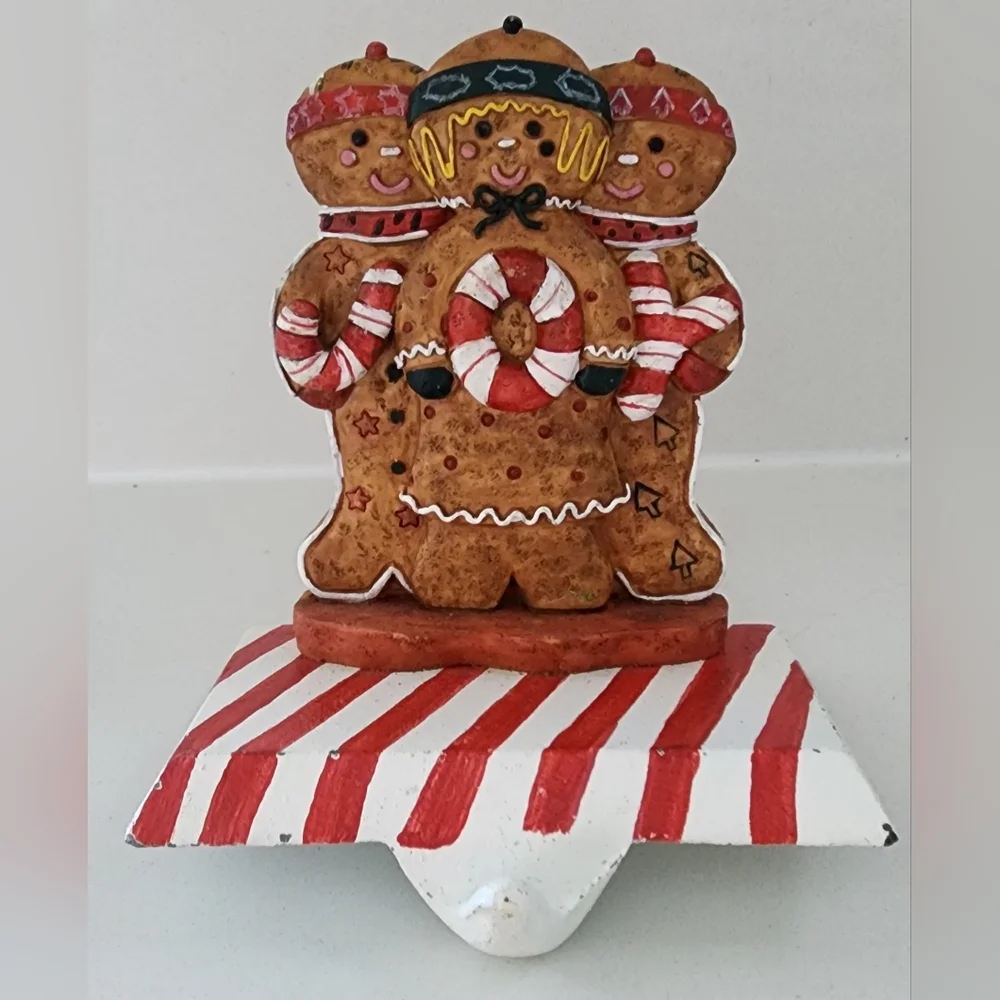 Vintage Gingerbread Men Metal Christmas‎ Stocking Hanger
